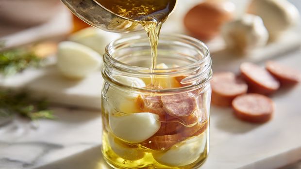 Pickled Eggs and Sausage Refrigerator Recipe - Recipe Image