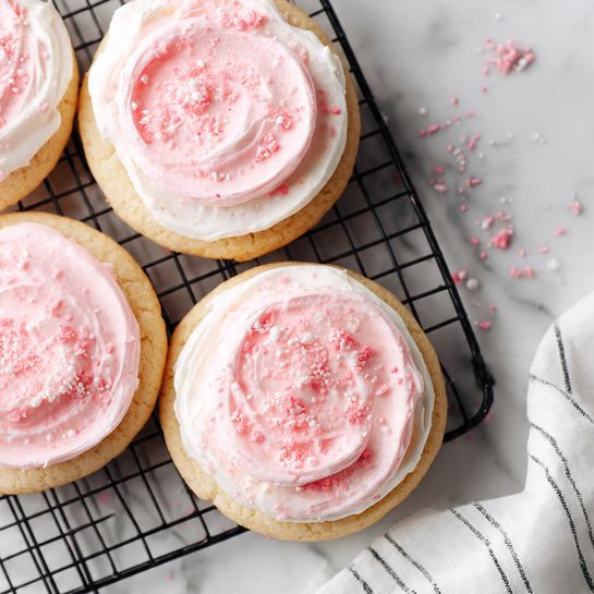 Pink Velvet Crumbl-Style Cookies with Cream Cheese Frosting - Recipe Image