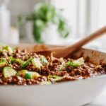 Sweet Chili Ground Beef & Brussels Sprouts Skillet