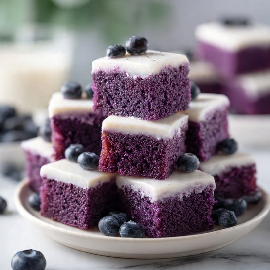 Chewy Blueberry Brownies + Glaze - Recipe Image