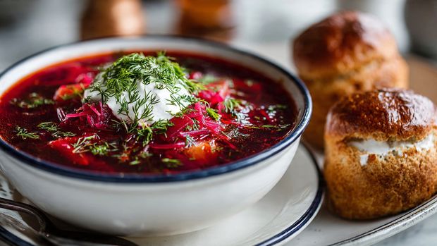 Cozy Chicken Borshch + Carrot Buns - Recipe Image