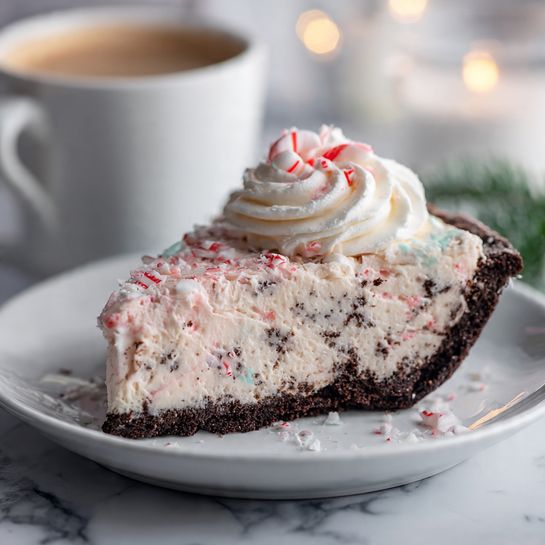 Candy Cane Pie (Bakers Square Copycat) – No-Bake Peppermint Cream Pie - Recipe Image