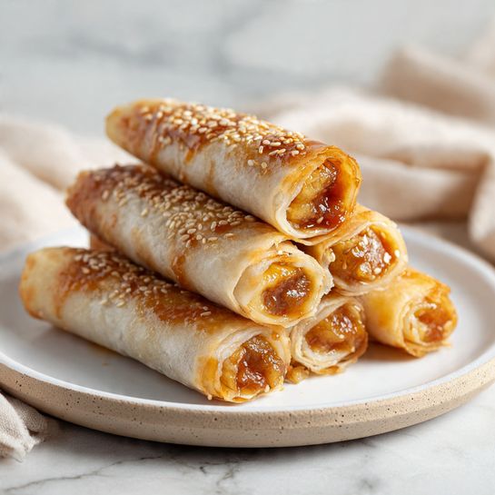 Air Fryer Banana Dessert Spring Rolls with Chocolate