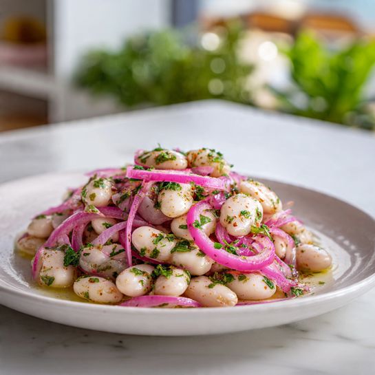 Piyaz – Turkish White Bean Salad with Onion and Sumac - Recipe Image