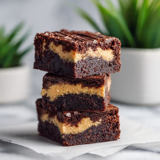 Fudgy Peanut Butter Stuffed Brownies for Winter Cravings - Recipe Image
