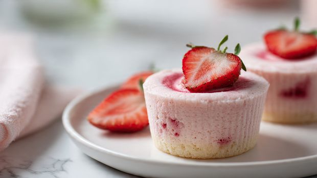 Strawberry Rose Cotton Cheesecake Cups - Recipe Image