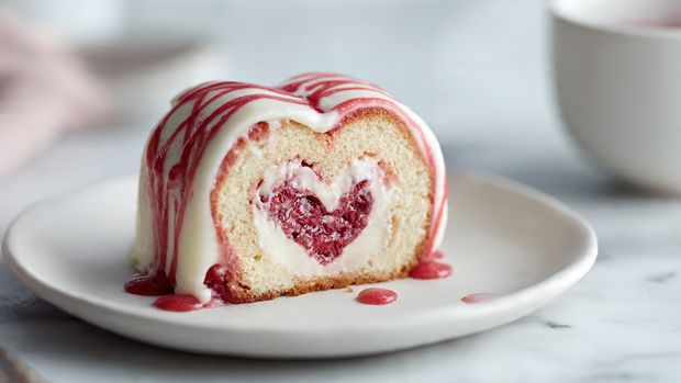 White Chocolate Raspberry Heart Roll Cake