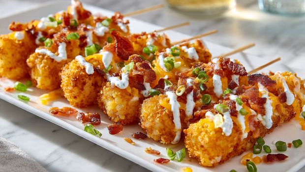 Loaded Tater Tot Party Skewers