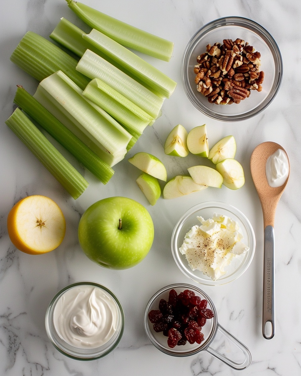 Creamy Waldorf Salad with Apples, Grapes, and Nuts Recipe 5 Single white bowl containing a close-up serving of freshly made Waldorf salad, featuring crisp diced celery, crunchy apple chunks, and walnuts, lightly coated with creamy dressing, showcasing the varied textures and colorful ingredients, garnished lightly with fresh herbs, placed on a white marble surface, natural lighting highlighting the freshness and vibrant colors, intimate styled plated serving, photo taken with an iphone --ar 4:5 --v 7