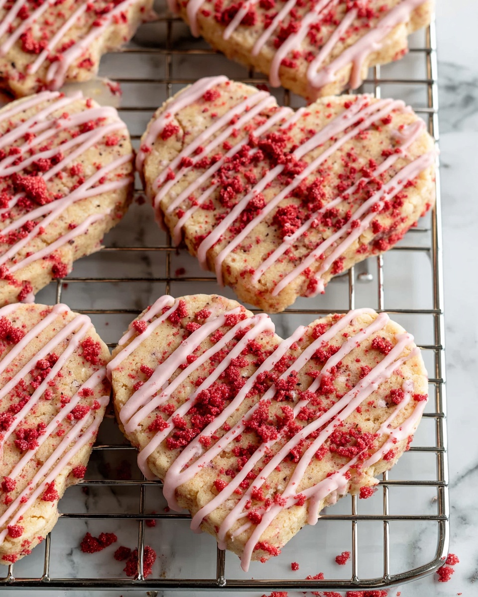 Strawberry Shortbread Cookies with White Chocolate Drizzle Recipe