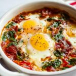 Mediterranean Baked Feta Eggs with Spinach Recipe