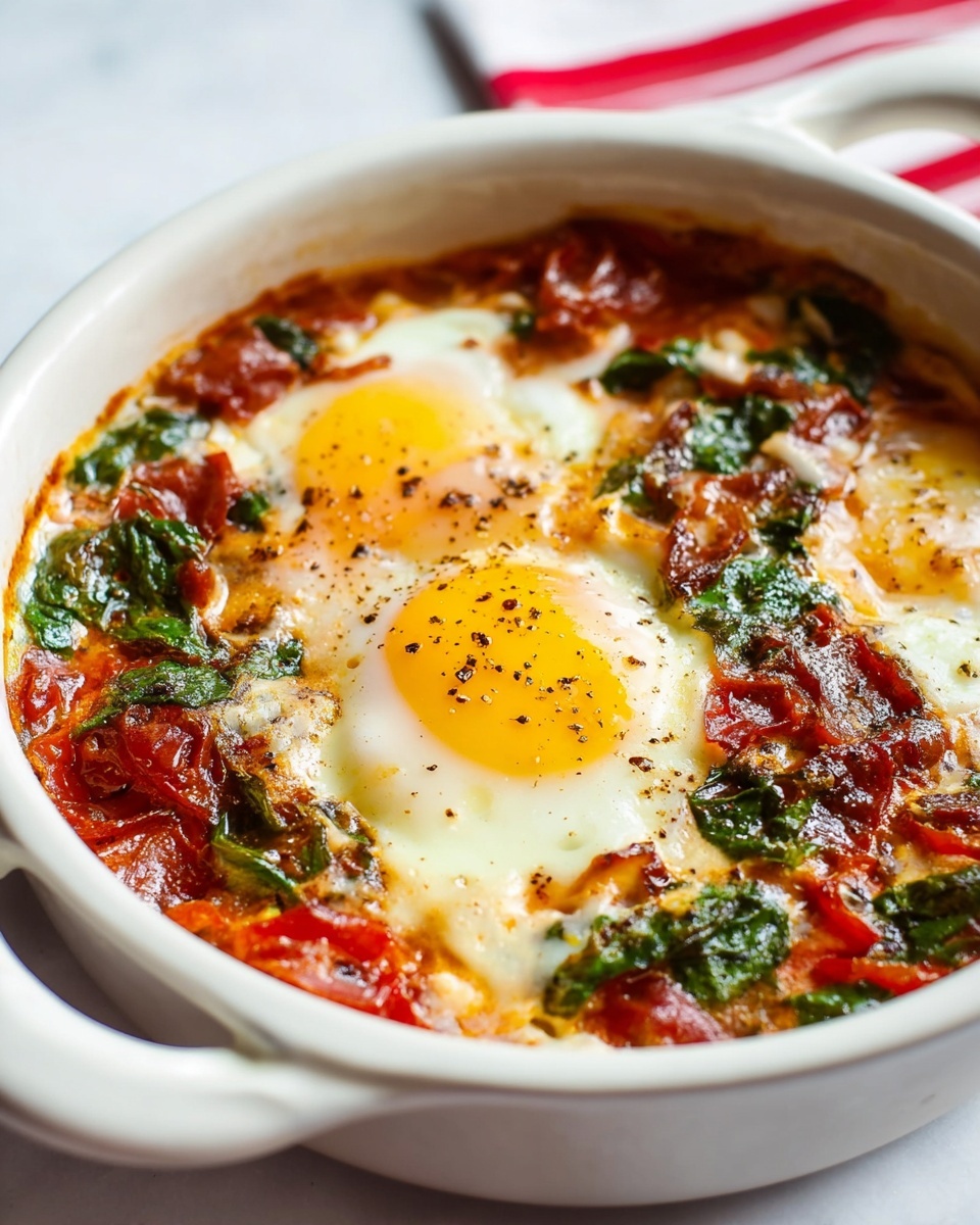 Mediterranean Baked Feta Eggs with Spinach Recipe