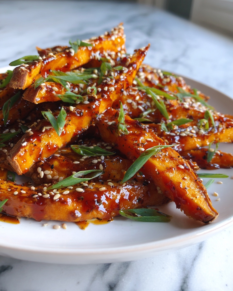 Large white serving plate filled with a generous portion of crispy, deep-fried chicken pieces coated in a shiny, rich, dark red chili sauce, garnished with fresh green coriander leaves, sliced red chili peppers, and sprinkled with toasted sesame seeds, arranged as a whole uncut dish, shot from a 3/4 angle on a white marble background with natural lighting, styled like a professional food magazine hero shot, photo taken with an iphone --ar 4:5 --v 7