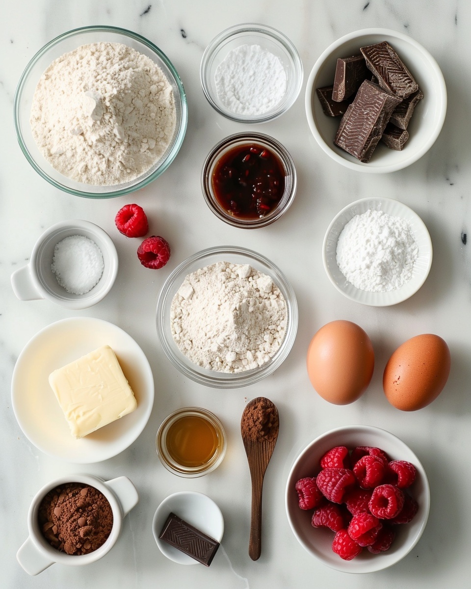 Single white plate showcasing one chocolate cupcake with visible moist crumb texture, topped with a swirl of creamy pink frosting, drizzled with glossy dark chocolate sauce, and crowned with two fresh raspberries, close-up angled shot emphasizing the rich layers and vibrant colors, set on a white marble background with natural lighting, styled like a food blog individual serving photo taken with an iphone --ar 4:5 --v 7