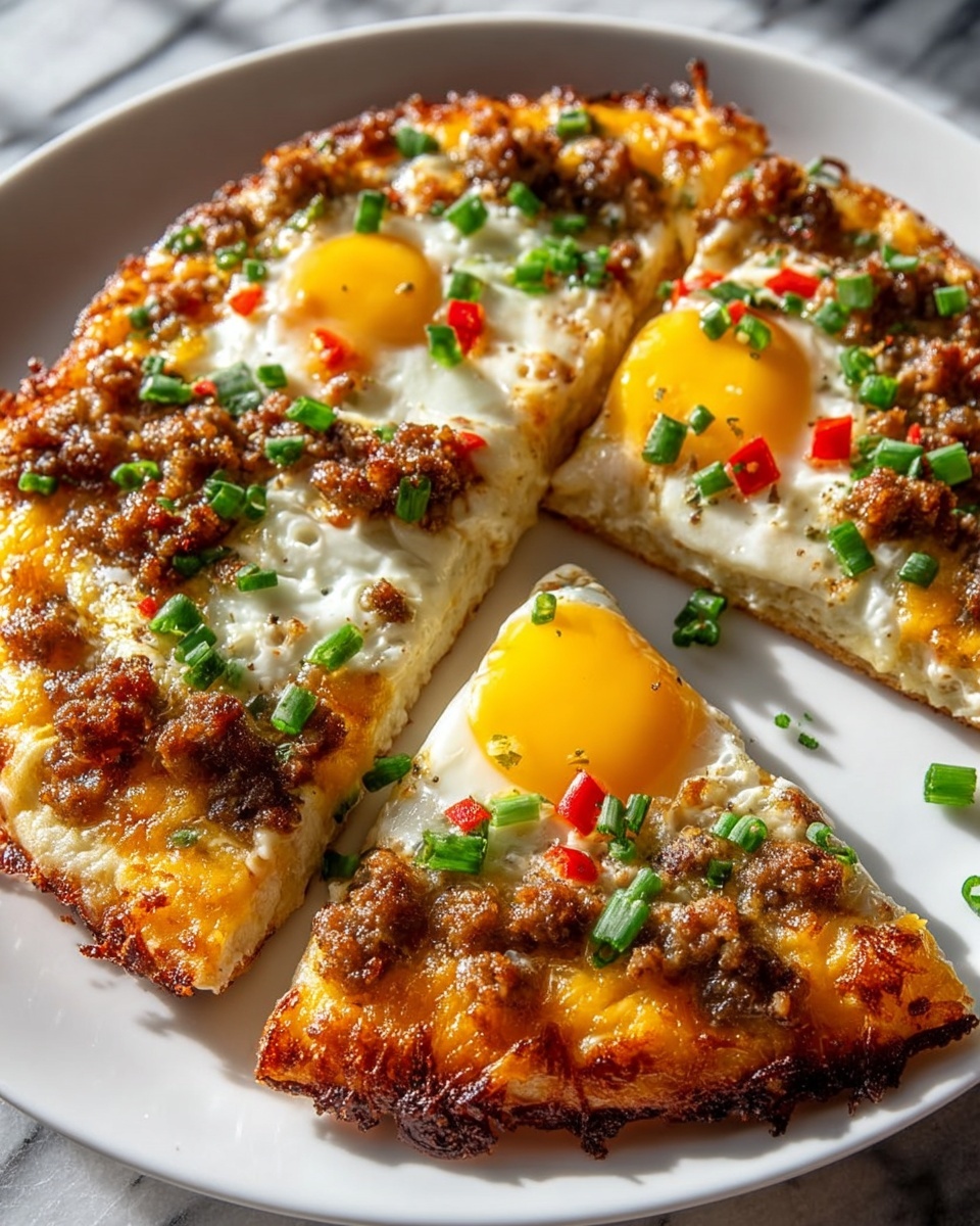 Breakfast Pizza with Crispy Hash Brown Crust and Eggs Recipe