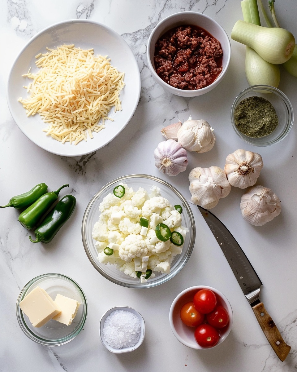 Savory Keto Chili Dog Casserole Recipe 4 Large white baking dish filled with a hearty baked casserole featuring whole sausages nestled in a rich, savory meat sauce mixed with sweet corn kernels, all generously topped with melted cheddar and mozzarella cheeses, sprinkled with chopped fresh chives, presented in a rustic yet appetizing style on a white marble countertop under natural lighting, showing the entire uncut dish from a 3/4 angle, professional food magazine hero shot, photo taken with an iphone --ar 4:5 --v 7