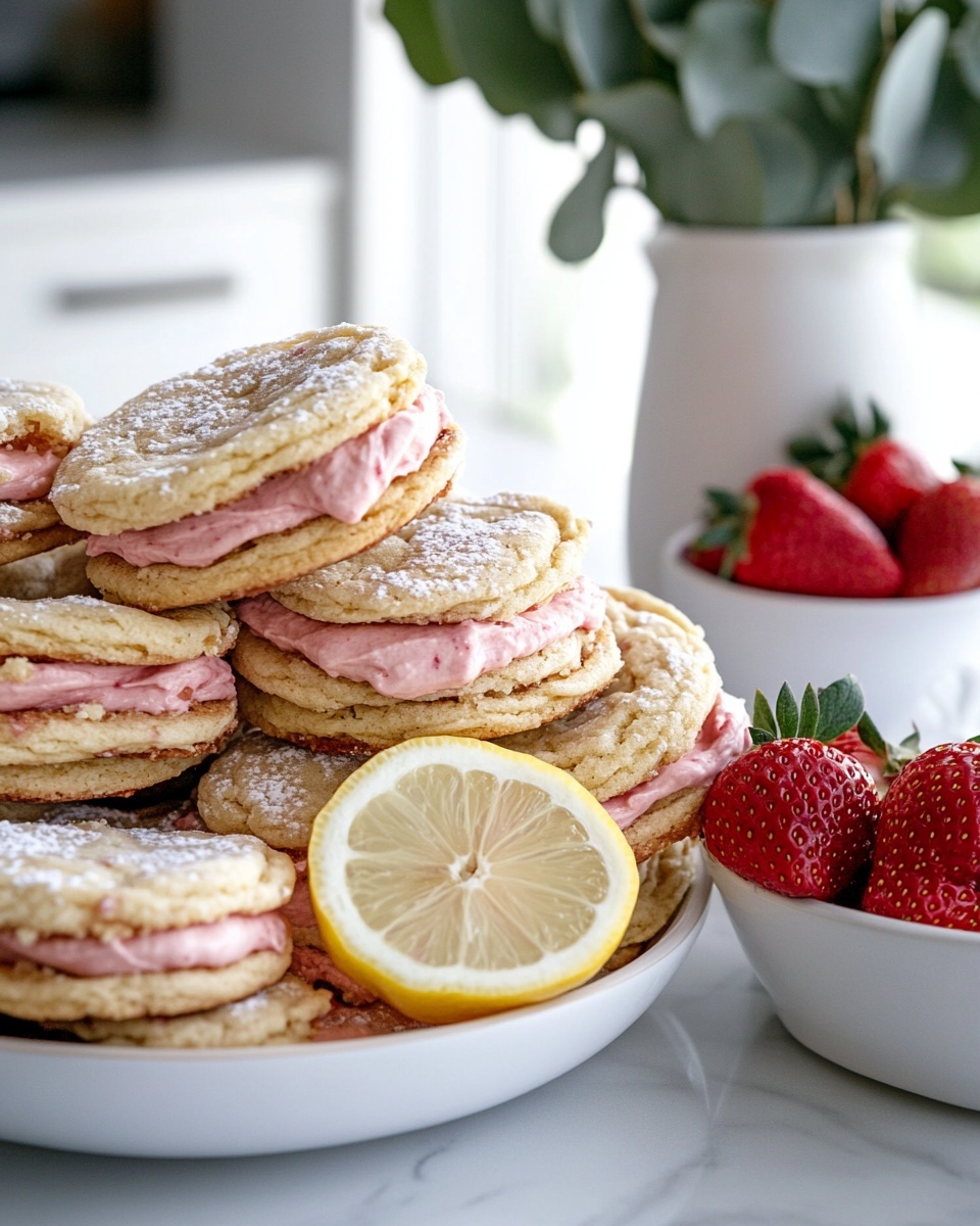 Lemon Sandwich Cookies with Strawberry Frosting Recipe
