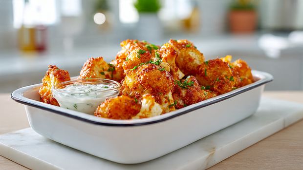Spicy Buffalo Cauliflower Bites with Ranch Dip Recipe