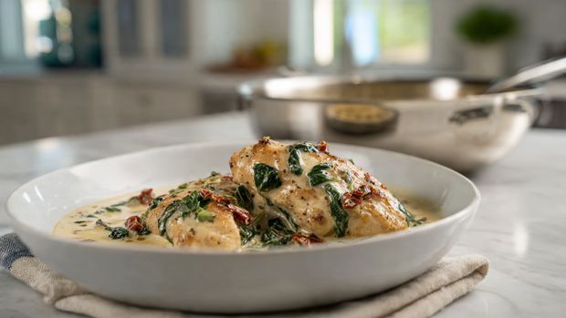 Creamy Tuscan Chicken Dinner for Two Recipe - Recipe Image