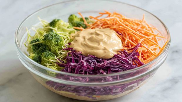 Sticky BBQ Chicken Meatballs with Broccoli Slaw Recipe
