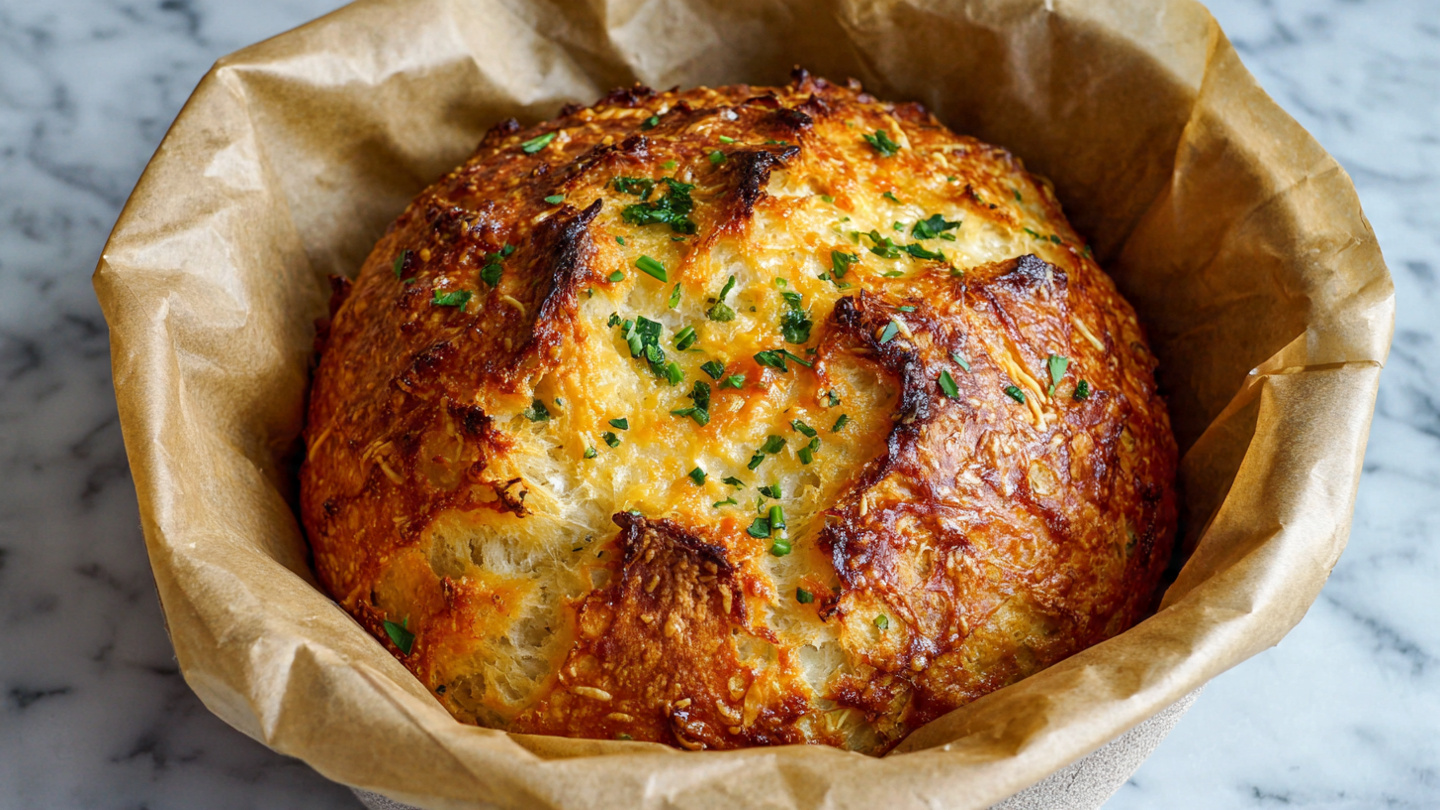 No Knead Cheddar Bread in the Dutch Oven Recipe