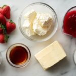 Strawberries & Cream Cheesecake Ribbon Slab Recipe