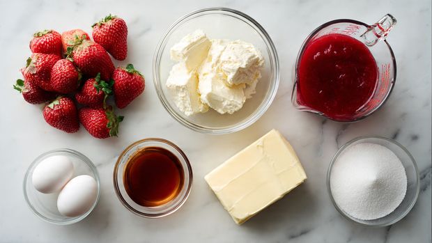 Strawberries & Cream Cheesecake Ribbon Slab Recipe