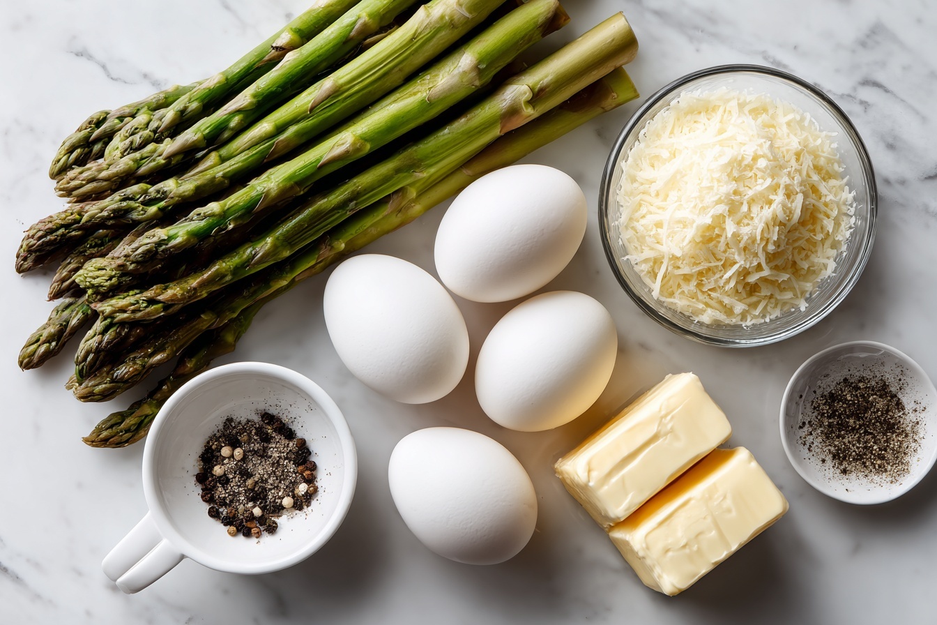 Single white plate holding a neatly arranged serving of vibrant green roasted asparagus spears topped with two perfectly poached eggs revealing smooth, runny yolks with a light sprinkle of black pepper and grated Parmesan cheese accentuating the textures and freshness, natural buttery sauce pooling subtly beneath, close-up angled shot showcasing the tender interior of the eggs and the crisp-tender asparagus, set on a white marble surface, styled for an elegant, mouth-watering presentation in natural daylight, perfect for a sophisticated food blog feature. REALISTIC STYLE IMAGE| TAGS: High-end food photography, clean composition, dramatic lighting, luxurious, elegant, mouth-watering, indulgent, gourmet | CAMERA: Nikon Z7 | FOCAL LENGTH: 50mm | SHOT TYPE: Close-up | COMPOSITION: 3/4 angle | LIGHTING: Soft directional light | PRODUCTION: Food Stylist | TIME: Daytime I LOCATION TYPE: Kitchen near windows --stylize 150 --ar 3:2