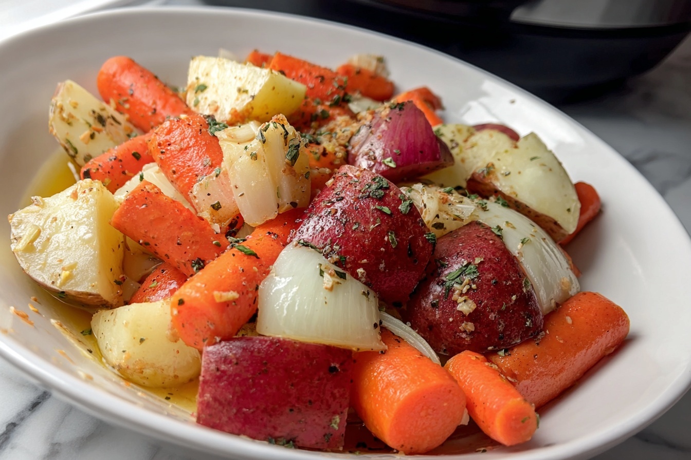 Whole corned beef brisket on a large white serving platter, surrounded by perfectly cooked cabbage wedges, tender baby red potatoes, and vibrant carrot chunks, all glistening with a light sheen of savory broth. Two ramekins of smooth, golden mustard sauces sit nestled on the side, completing the classic meal presentation. The dish is styled for an elegant food magazine hero shot, captured at a 3/4 angle with natural soft directional light illuminating the textures and colors, set on a white marble countertop in a bright kitchen space near windows. REALISTIC STYLE IMAGE| TAGS: High-end food photography, clean composition, dramatic lighting, luxurious, elegant, mouth-watering, indulgent, gourmet | CAMERA: Nikon Z7 | FOCAL LENGTH: 50mm | SHOT TYPE: Close-up | COMPOSITION: 3/4 angle | LIGHTING: Soft directional light | PRODUCTION: Food Stylist | TIME: Daytime I LOCATION TYPE: Kitchen near windows --stylize 150 --ar 3:2
