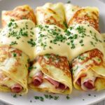 Savory Breakfast Crepes with Spinach, Cheddar, and Tomato Filling Recipe