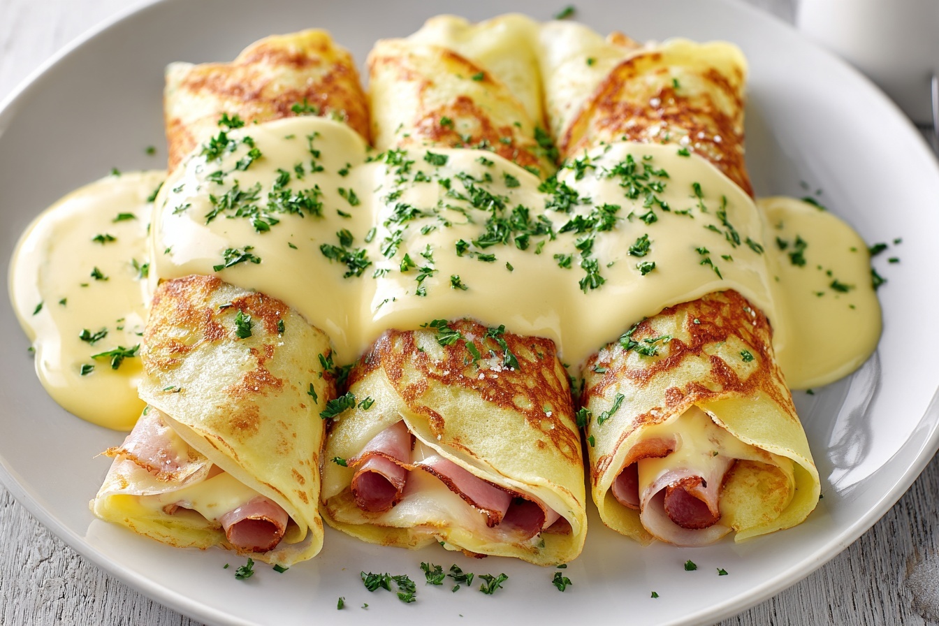 Savory Breakfast Crepes with Spinach, Cheddar, and Tomato Filling Recipe