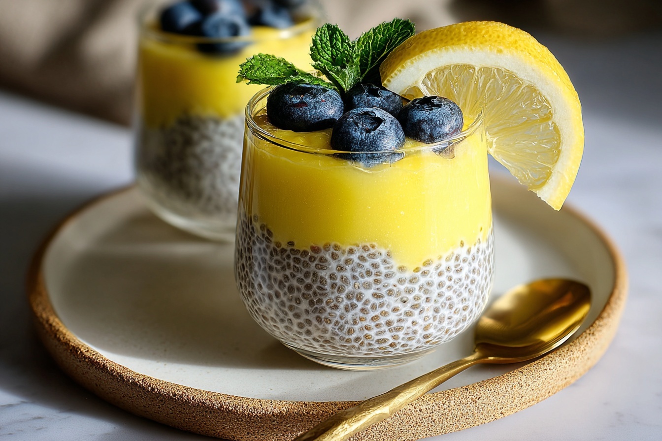 Lemon Cream Chia Pudding with Blueberries and Fresh Mint Recipe