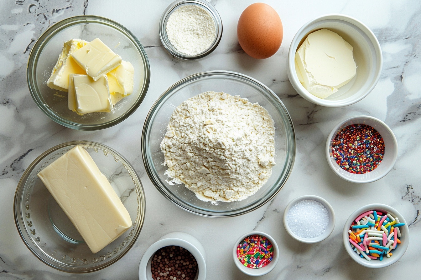 A large white oval ceramic serving tray filled with a generous bunch of soft, colorful confetti cookies dotted with vibrant red, green, and yellow sprinkles, each cookie thick and slightly crumbly with a delicate powdered sugar dusting visible on the surface, arranged invitingly to showcase their festive, cheerful texture, set against a pristine white marble kitchen counter background with natural soft directional daylight streaming in from nearby windows, styled and photographed from a 3/4 angle for a mouth-watering, luxurious gourmet food magazine hero shot. REALISTIC STYLE IMAGE| TAGS: High-end food photography, clean composition, dramatic lighting, luxurious, elegant, mouth-watering, indulgent, gourmet | CAMERA: Nikon Z7 | FOCAL LENGTH: 50mm | SHOT TYPE: Close-up | COMPOSITION: 3/4 angle | LIGHTING: Soft directional light | PRODUCTION: Food Stylist | TIME: Daytime I LOCATION TYPE: Kitchen near windows --stylize 150 --ar 3:2
