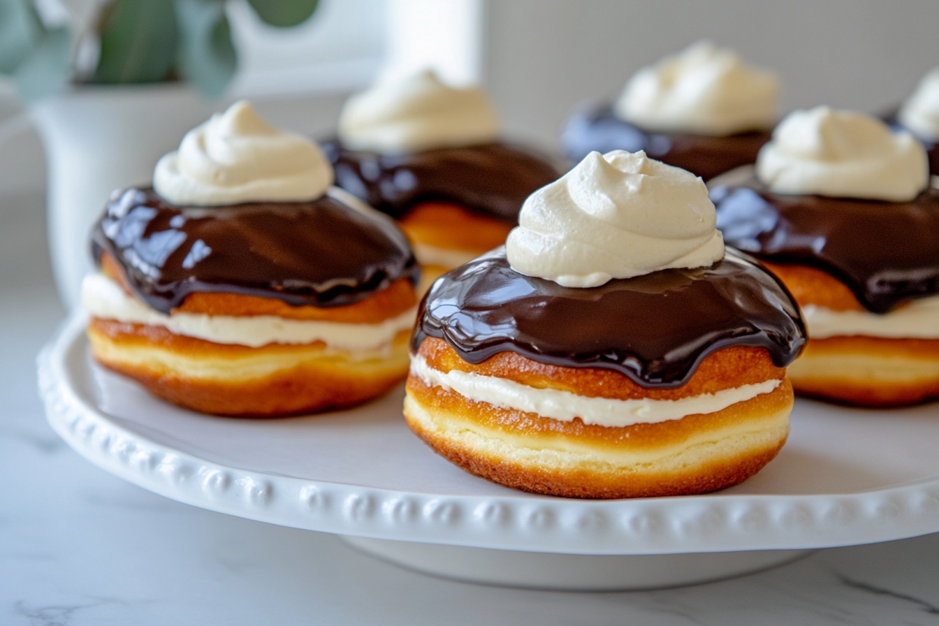 Deconstructed Boston Cream Donuts with Chocolate Ganache and Vanilla Cream Recipe