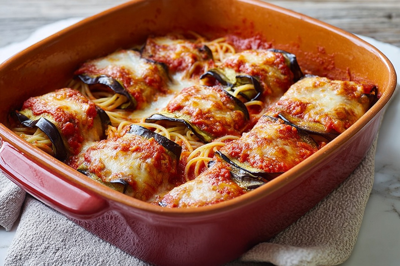 Spaghetti Stuffed Eggplant Rollups {Involtini di Melanzane} Recipe