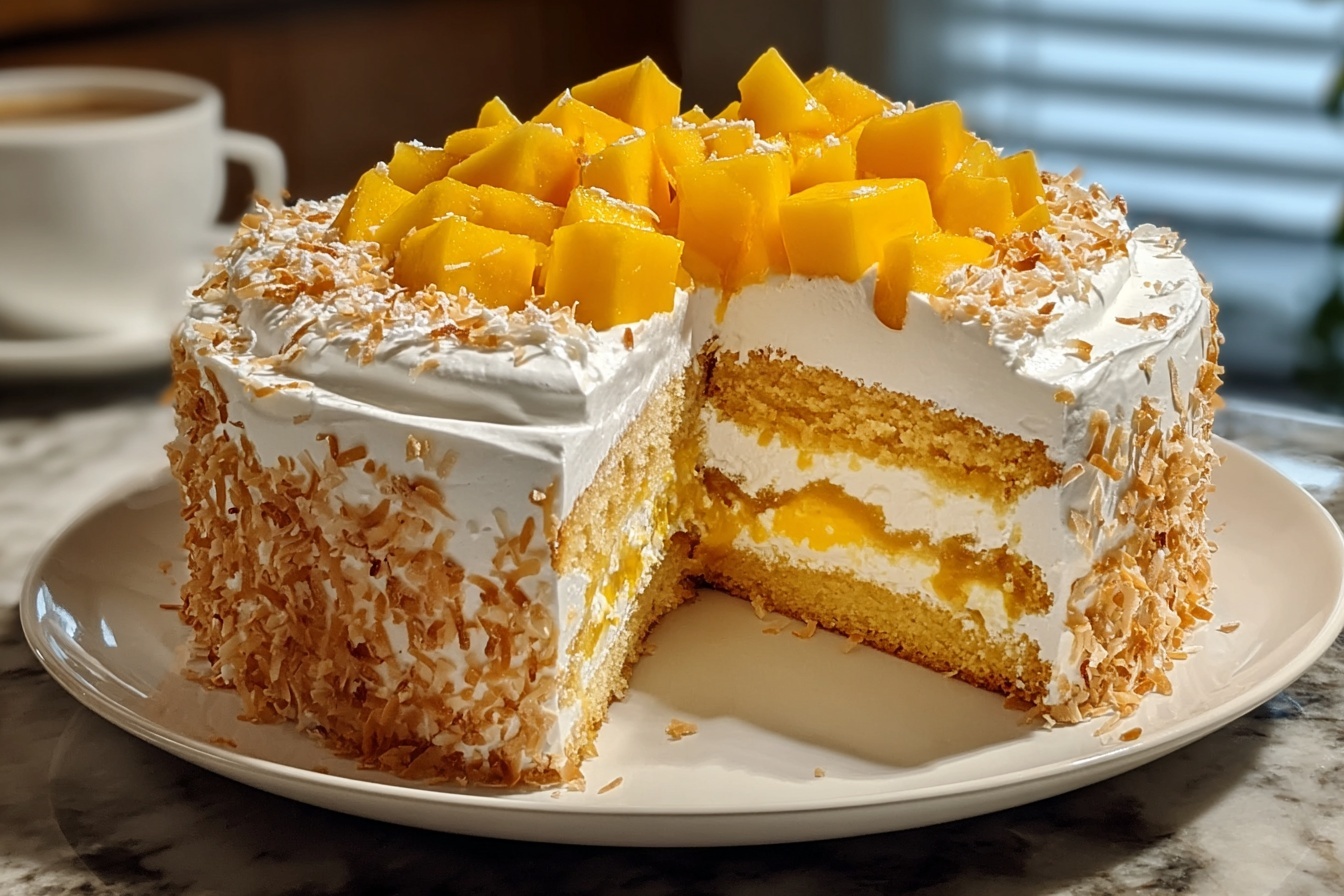 Irresistibly Moist Coconut Mango Cake That Will Brighten Your Day Recipe