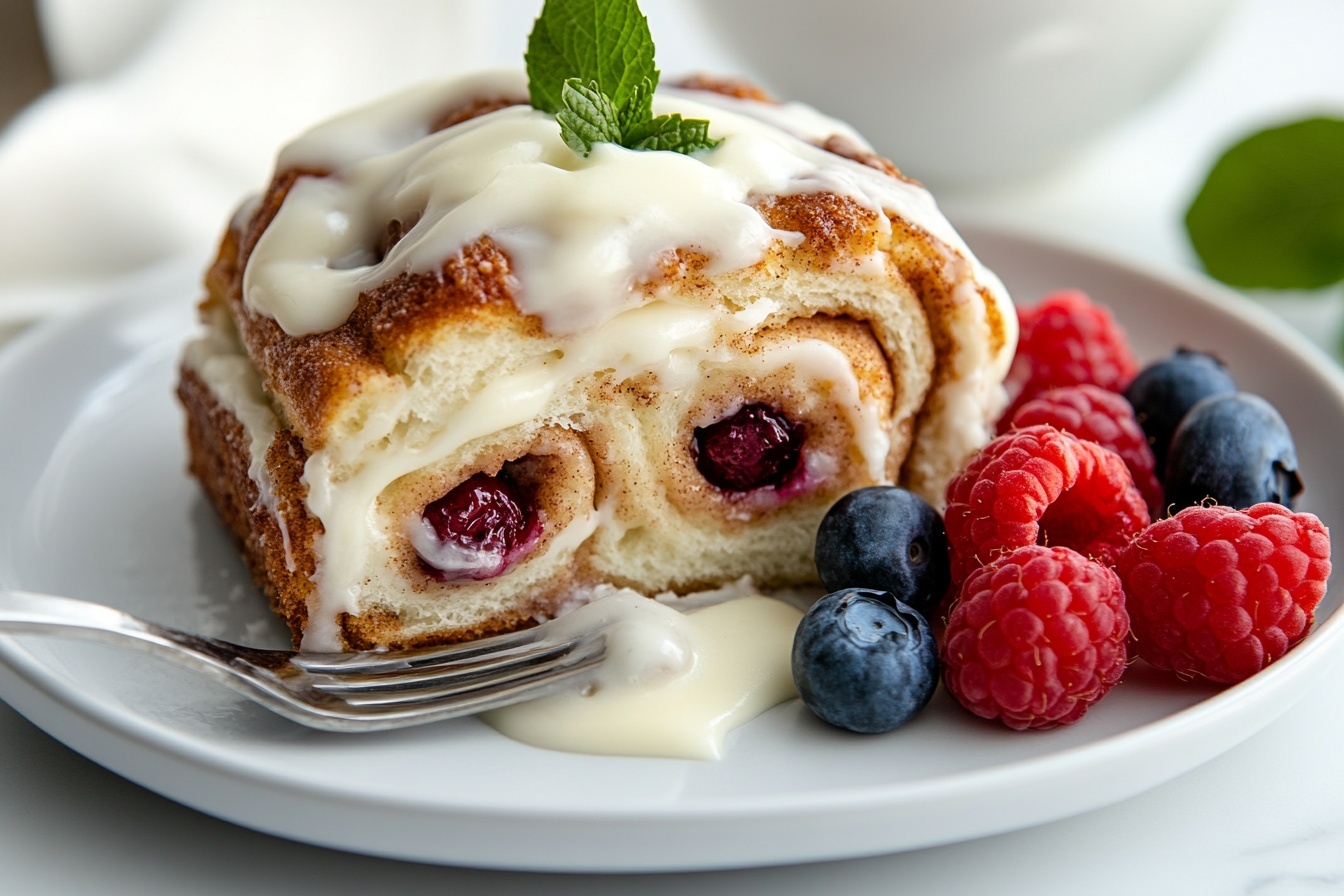 Soft Cardamom Berry Rolls with Cream Cheese Glaze Recipe