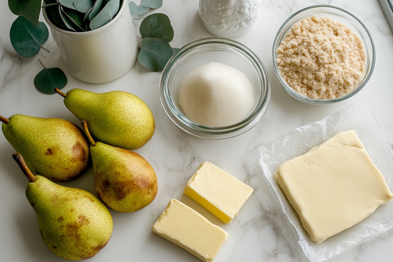 Single white dessert plate holding a slice of pear tarte tatin, angled to reveal tender caramelized pear slices layered atop a flaky golden puff pastry crust, glossy caramel sauce dripping slightly over the edges, the interior showing soft, juicy fruit texture contrasted with crisp pastry, styled with a light dusting of powdered sugar, placed on a white marble surface with soft natural light highlighting the shine and colors, intimate close-up food blog style photography, woman’s hand gently holding a fork beside the plate ready to enjoy the slice REALISTIC STYLE IMAGE| TAGS: High-end food photography, clean composition, dramatic lighting, luxurious, elegant, mouth-watering, indulgent, gourmet | CAMERA: Nikon Z7 | FOCAL LENGTH: 50mm | SHOT TYPE: Close-up | COMPOSITION: 3/4 angle | LIGHTING: Soft directional light | PRODUCTION: Food Stylist | TIME: Daytime I LOCATION TYPE: Kitchen near windows --stylize 150 --ar 3:2