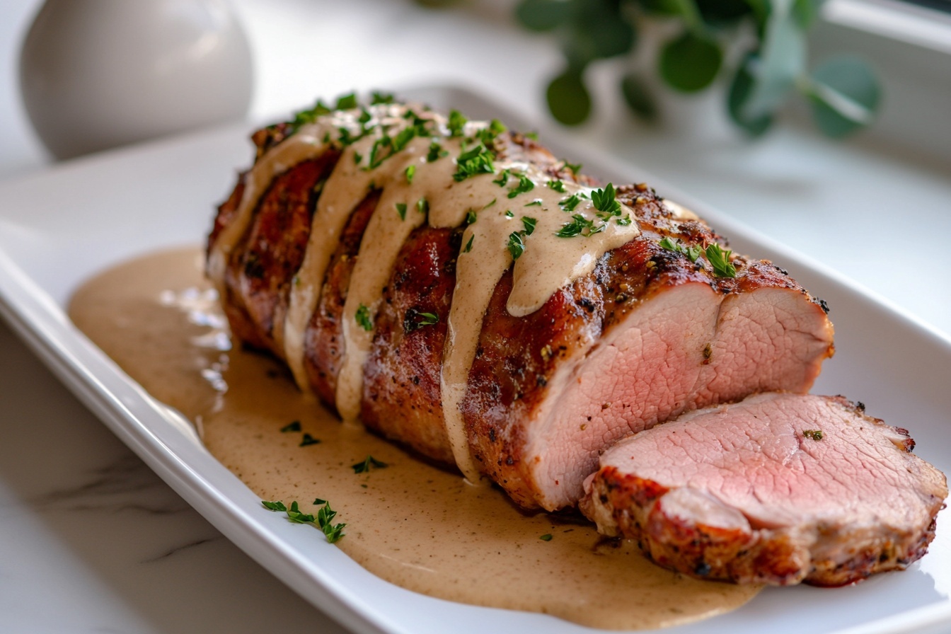 Savory Oven-Baked Pork Tenderloin with Dijon Cream Sauce Recipe