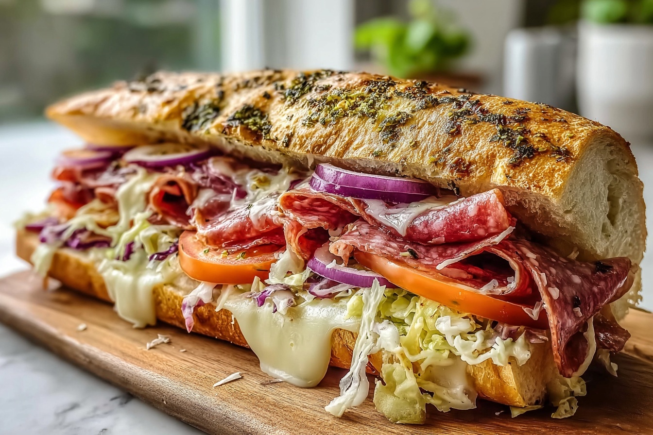 Gourmet Ciabatta Sandwich with Prosciutto, Sun-Dried Tomatoes, and Arugula Recipe