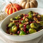 Apple Cider Glazed Brussels Sprouts with Pomegranate and Walnuts Recipe