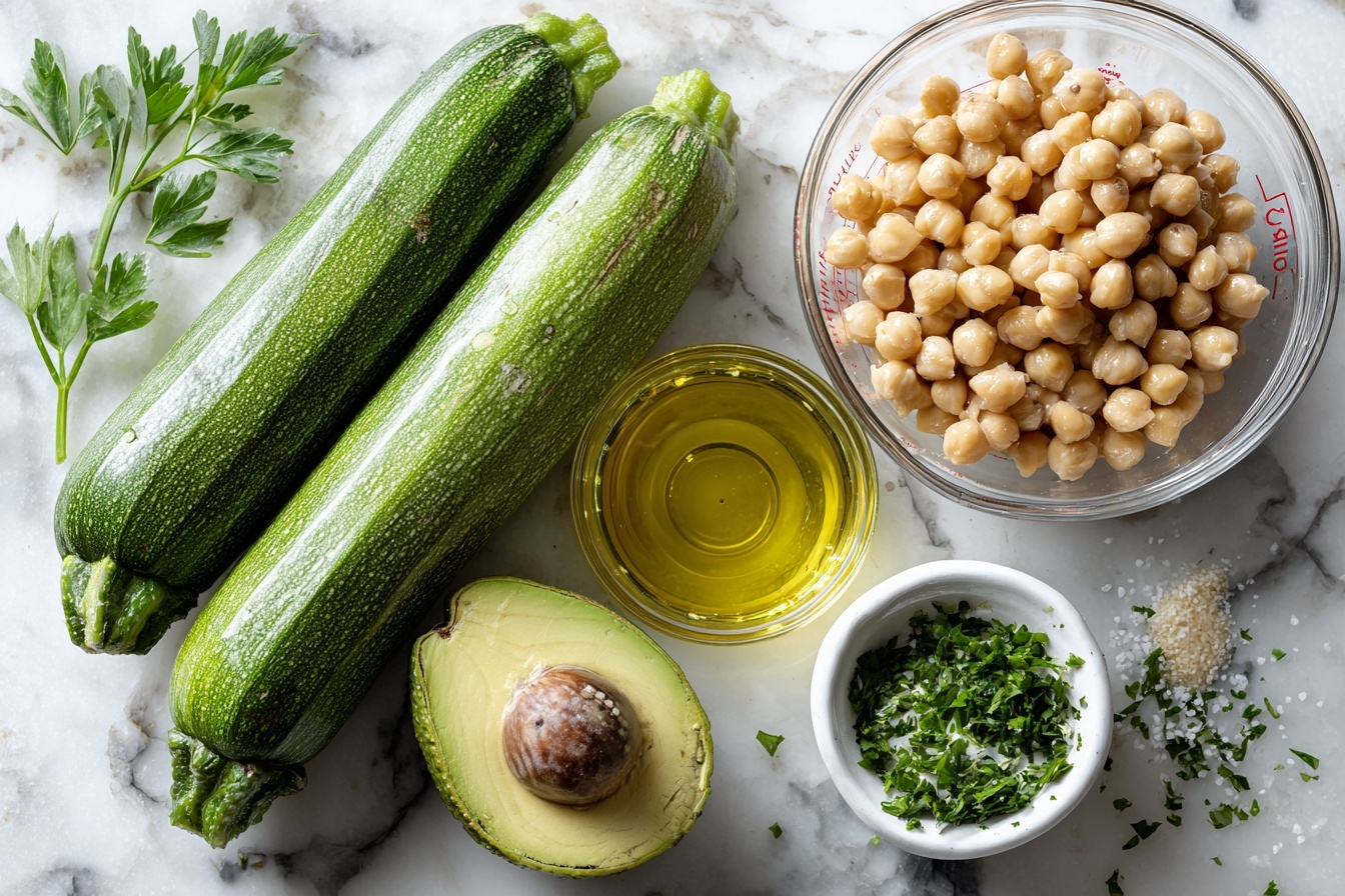 Large white oval ceramic serving platter filled with a vibrant whole dish of roasted zucchini wedges and chickpeas, generously scattered with chopped toasted nuts and fresh parsley over a thick layer of creamy yogurt, perfectly seasoned and arranged in an abundant, rustic style, photographed from a 3/4 angle with natural soft directional light, set on a white marble kitchen countertop, styled for a gourmet food magazine hero shot, showcasing the entirety of the dish in a clean and elegant composition. REALISTIC STYLE IMAGE| TAGS: High-end food photography, clean composition, dramatic lighting, luxurious, elegant, mouth-watering, indulgent, gourmet | CAMERA: Nikon Z7 | FOCAL LENGTH: 50mm | SHOT TYPE: Close-up | COMPOSITION: 3/4 angle | LIGHTING: Soft directional light | PRODUCTION: Food Stylist | TIME: Daytime I LOCATION TYPE: Kitchen near windows --stylize 150 --ar 3:2