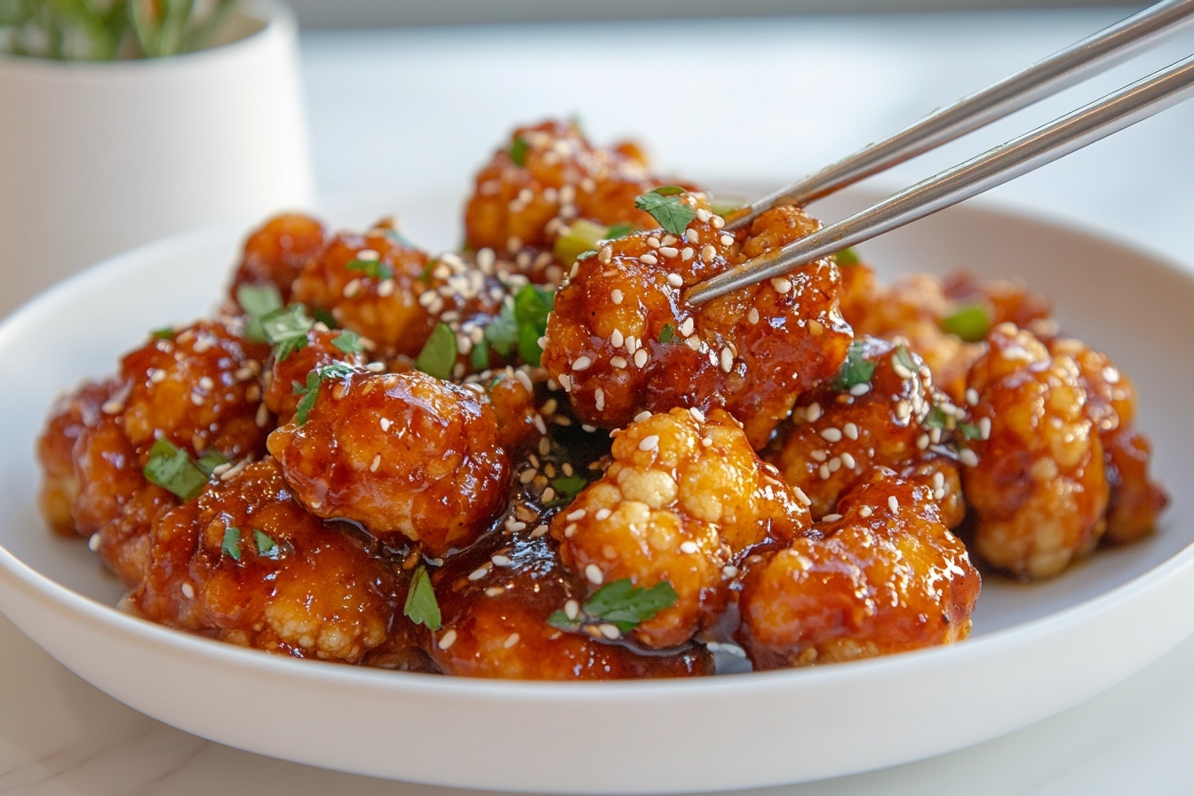 Korean Baked Cauliflower with Sweet & Spicy Sticky Sauce Recipe