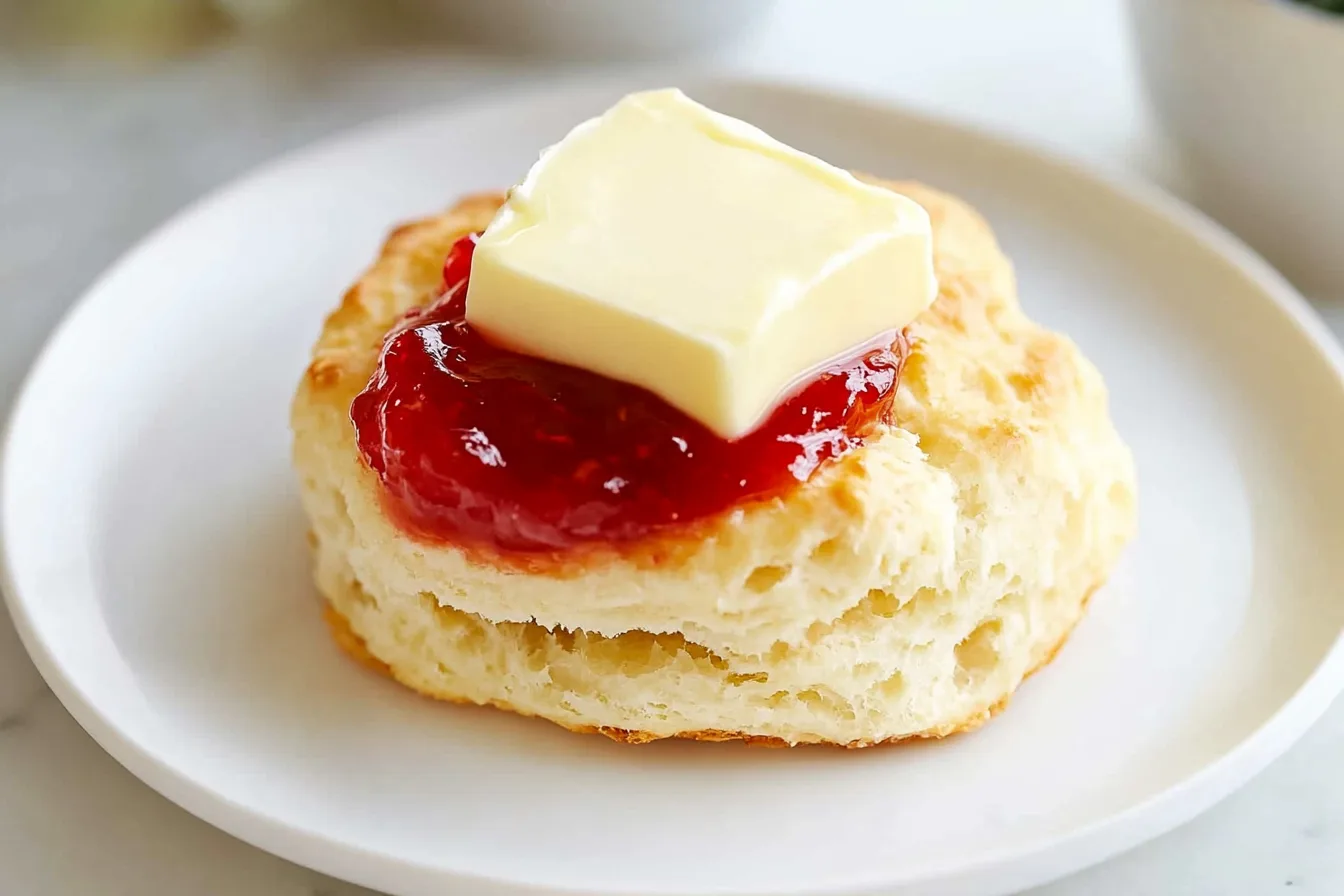 Classic English Scones Recipe Easy and Fluffy 6 A large white serving platter filled with a complete batch of freshly baked golden brown biscuits, each perfectly round with a slightly crisp top and soft, fluffy interior, arranged attractively to show the texture and warmth of the whole batch, one biscuit opened to reveal its light, airy crumb, all presented on a white marble surface with natural soft directional daylight emphasizing the warm tones, professional food styling capturing the inviting, homemade appeal of this classic biscuit dish. REALISTIC STYLE IMAGE| TAGS: High-end food photography, clean composition, dramatic lighting, luxurious, elegant, mouth-watering, indulgent, gourmet | CAMERA: Nikon Z7 | FOCAL LENGTH: 50mm | SHOT TYPE: Close-up | COMPOSITION: 3/4 angle | LIGHTING: Soft directional light | PRODUCTION: Food Stylist | TIME: Daytime I LOCATION TYPE: Kitchen near windows --stylize 150 --ar 3:2