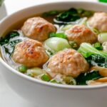 Ginger Chicken Meatball Soup with Bok Choy Recipe