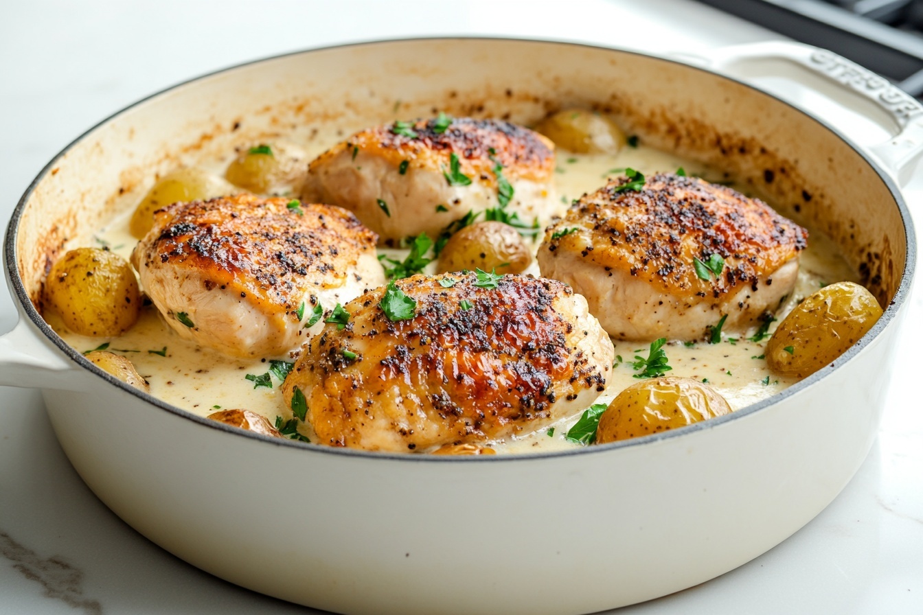 Chicken and Potatoes with Dijon Cream Sauce Recipe