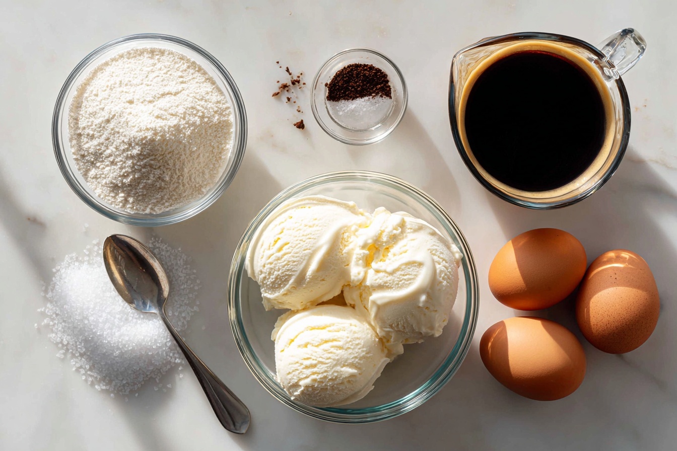 Single white bowl featuring a close-up, intimate serving of affogato with two scoops of vanilla ice cream drenched in rich espresso, topped with a dollop of whipped cream, a single dark coffee bean, and sprinkled crumbled cookie bits revealing the creamy, velvety textures of the dessert, slight melting around the edges showing the blend of cold and hot, placed on a white marble surface, styled elegantly in a gourmet food blog fashion. REALISTIC STYLE IMAGE| TAGS: High-end food photography, clean composition, dramatic lighting, luxurious, elegant, mouth-watering, indulgent, gourmet | CAMERA: Nikon Z7 | FOCAL LENGTH: 50mm | SHOT TYPE: Close-up | COMPOSITION: 3/4 angle | LIGHTING: Soft directional light | PRODUCTION: Food Stylist | TIME: Daytime I LOCATION TYPE: Kitchen near windows --stylize 150 --ar 3:2