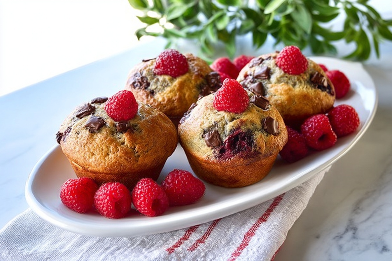 Raspberry, Dark Chocolate Chunk Muffins Recipe
