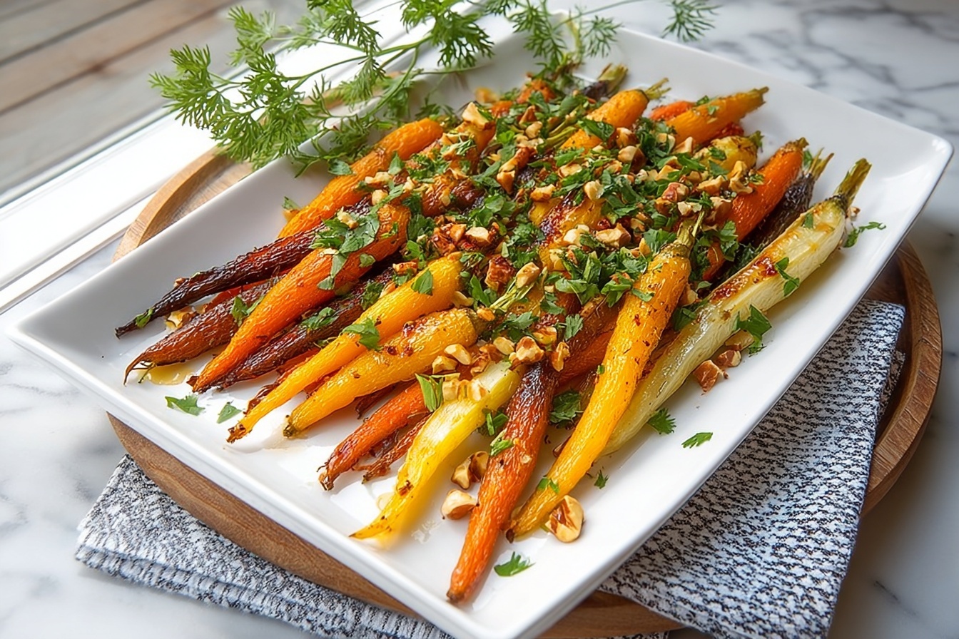 Roasted Rainbow Carrots with Preserved Lemon, Dates, and Pistachios Recipe