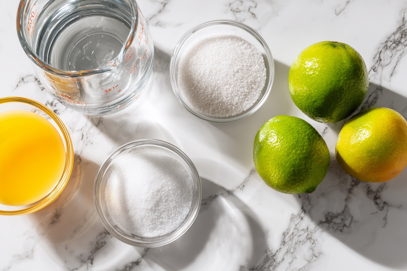 A modern glass pitcher filled to the brim with a pale golden margarita cocktail, rimmed with coarse salt, and garnished with several wedges of fresh lime placed artfully on top. The pitcher is placed on a white marble countertop with natural sunlight streaming from the side, highlighting the frosty condensation on the glass and the vibrant green of the lime wedges. The composition shows the entire pitcher in frame from a 3/4 angle, styled elegantly with subtle microgreens scattered around the base, evoking a fresh and inviting atmosphere perfect for a gourmet food magazine hero shot. REALISTIC STYLE IMAGE| TAGS: High-end food photography, clean composition, dramatic lighting, luxurious, elegant, mouth-watering, indulgent, gourmet | CAMERA: Nikon Z7 | FOCAL LENGTH: 50mm | SHOT TYPE: Close-up | COMPOSITION: 3/4 angle | LIGHTING: Soft directional light | PRODUCTION: Food Stylist | TIME: Daytime I LOCATION TYPE: Kitchen near windows --stylize 150 --ar 3:2